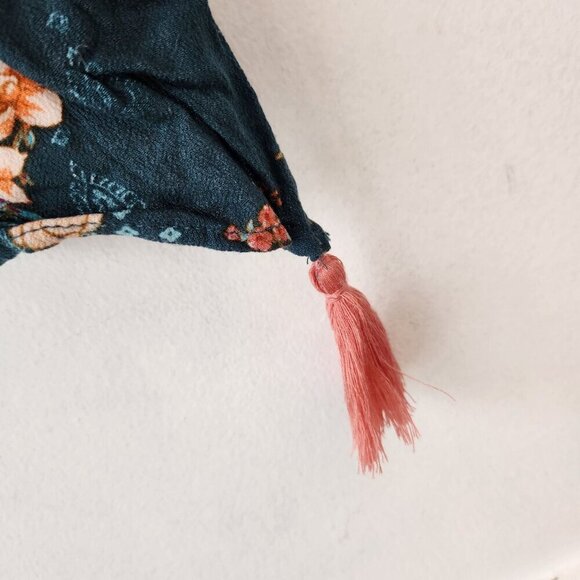 Knox Rose Green Pink Floral Open Front Kimono Cardigan Lightweight Boho XS/S - Picture 3 of 6